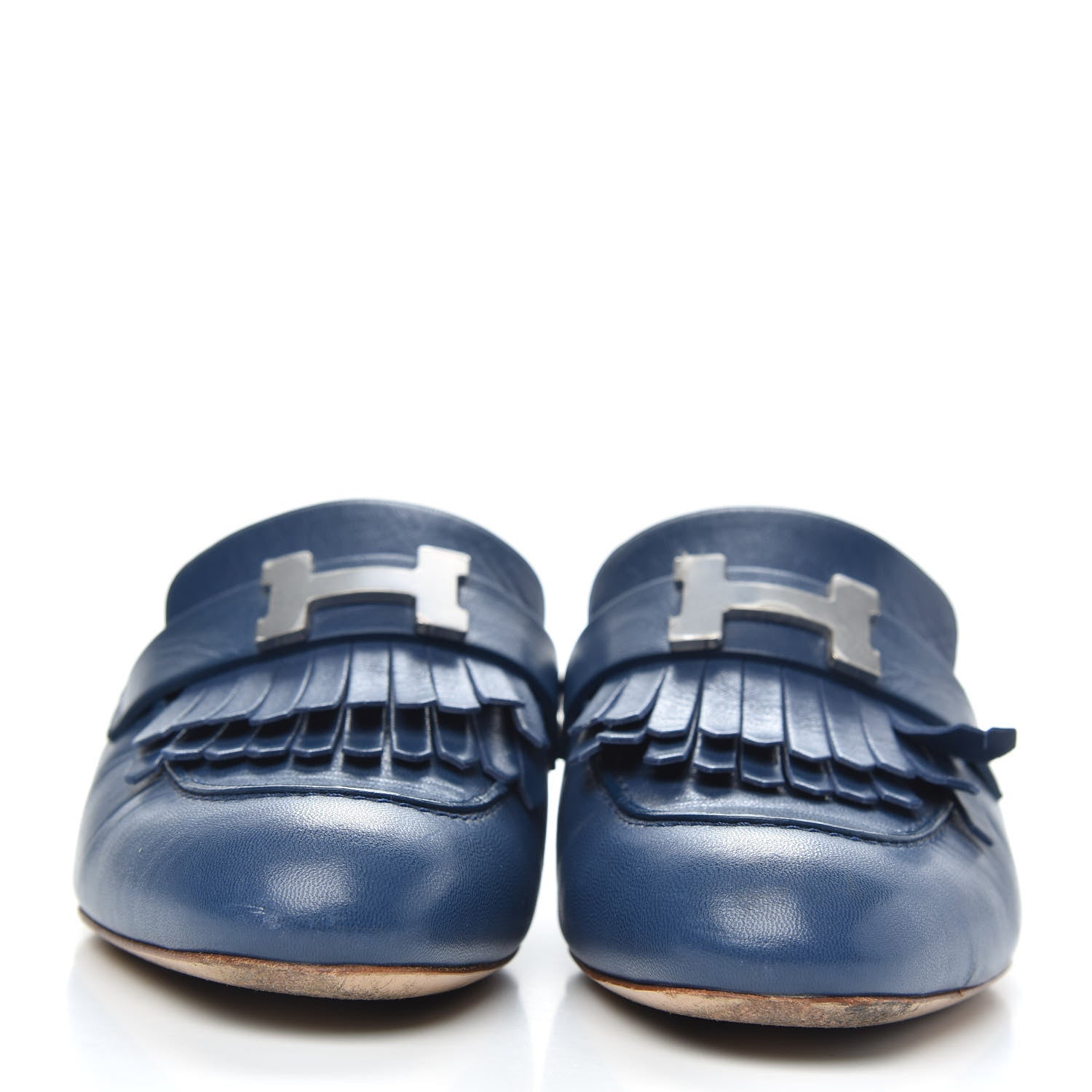 Hermes Goatskin Rivoli Mules 36 Bleu Maritime 2 of 11