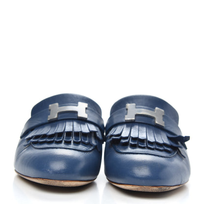 Hermes Goatskin Rivoli Mules 36 Bleu Maritime 2 of 11