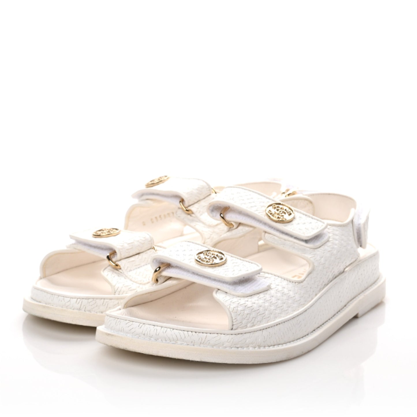 Calfskin Printed Velcro Dad Sandals 36.5 White