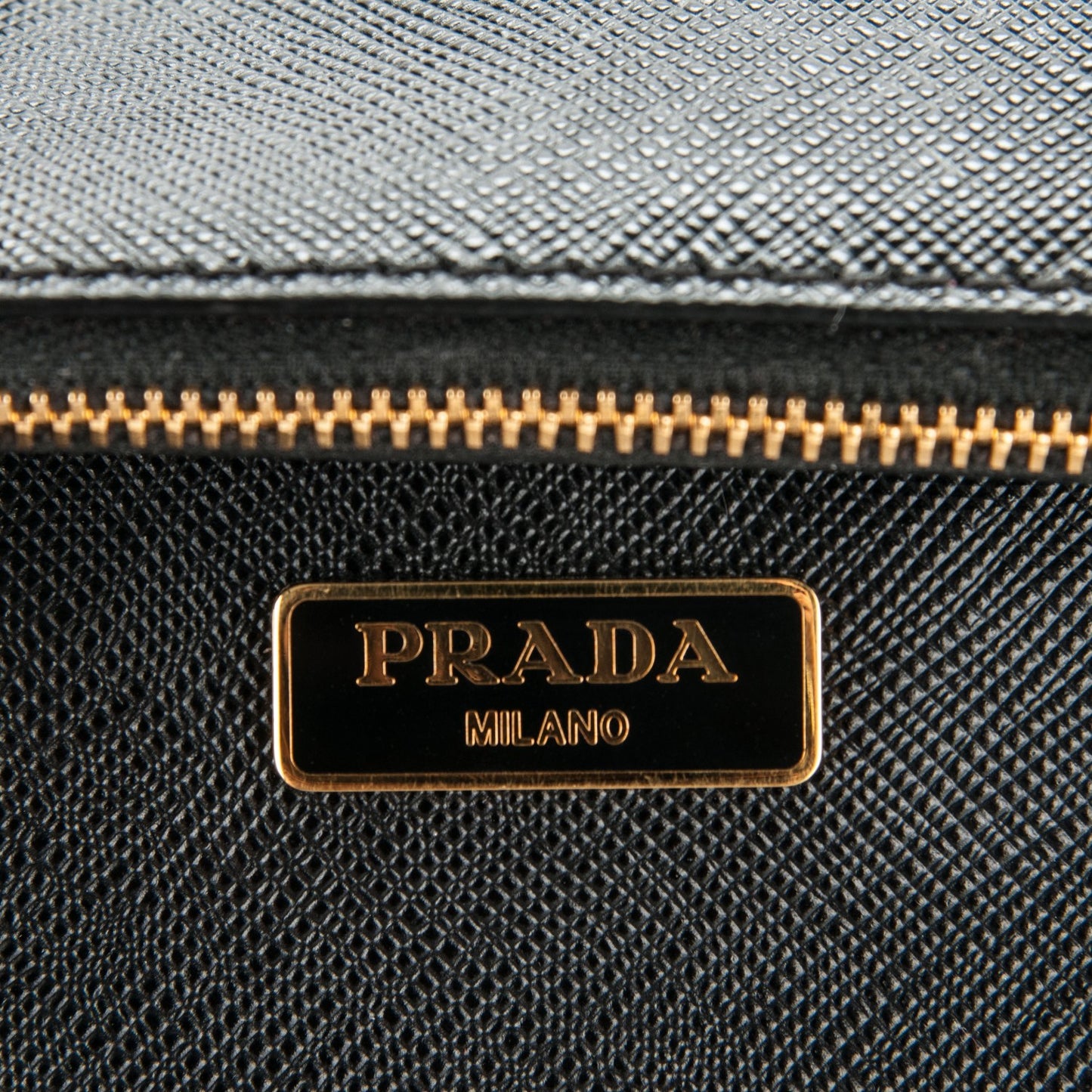 Saffiano Lux Mini Galleria Double Zip Tote Black
