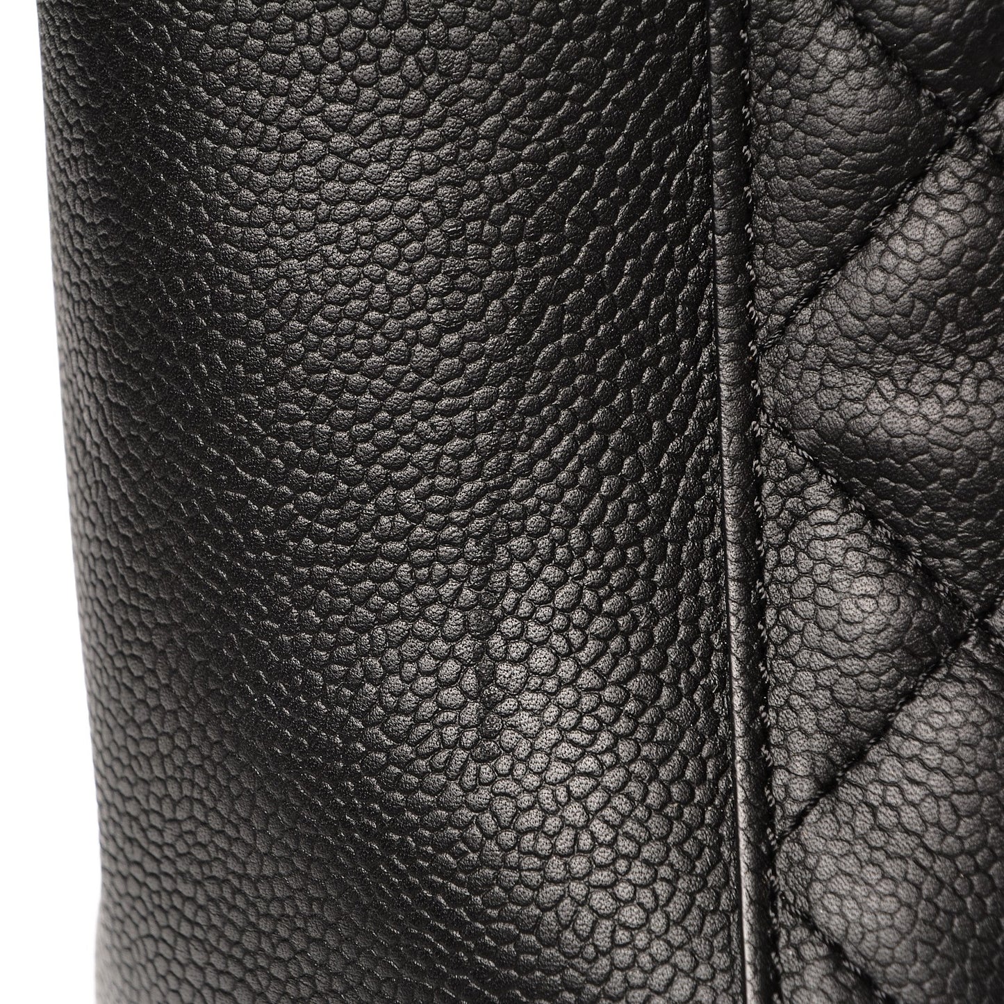 Caviar Quilted Large CC Box Shopping Tote Black