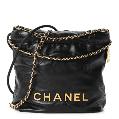 Chanel Shiny Calfskin Quilted Mini Chanel 22 Black 1 of 10