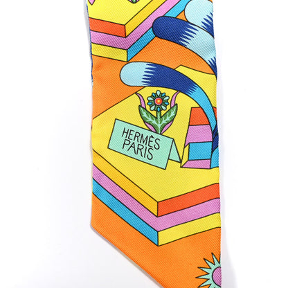 Hermes Silk La Source de Pegase Twilly Orange Vif Jaune Vif 4 of 5