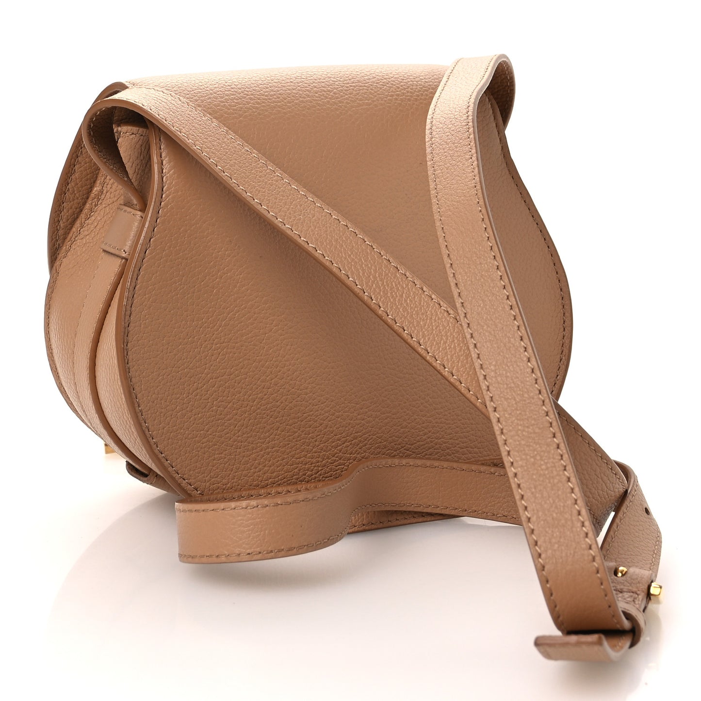 Grained Calfskin Small Marcie Saddle Bag Light Tan