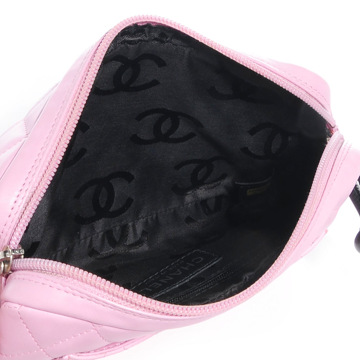 Calfskin Quilted Cambon Pochette Pink Black