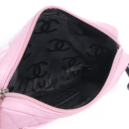 Chanel Calfskin Quilted Cambon Pochette Pink Black 5 of 7