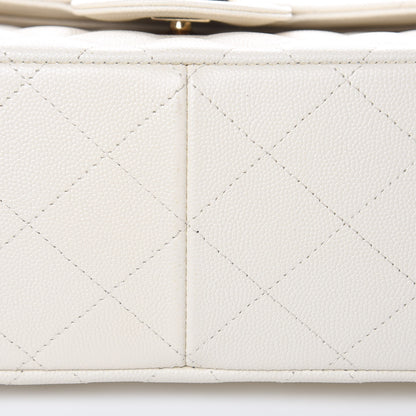 Chanel Caviar Quilted Jumbo Double Flap White 10 of 12