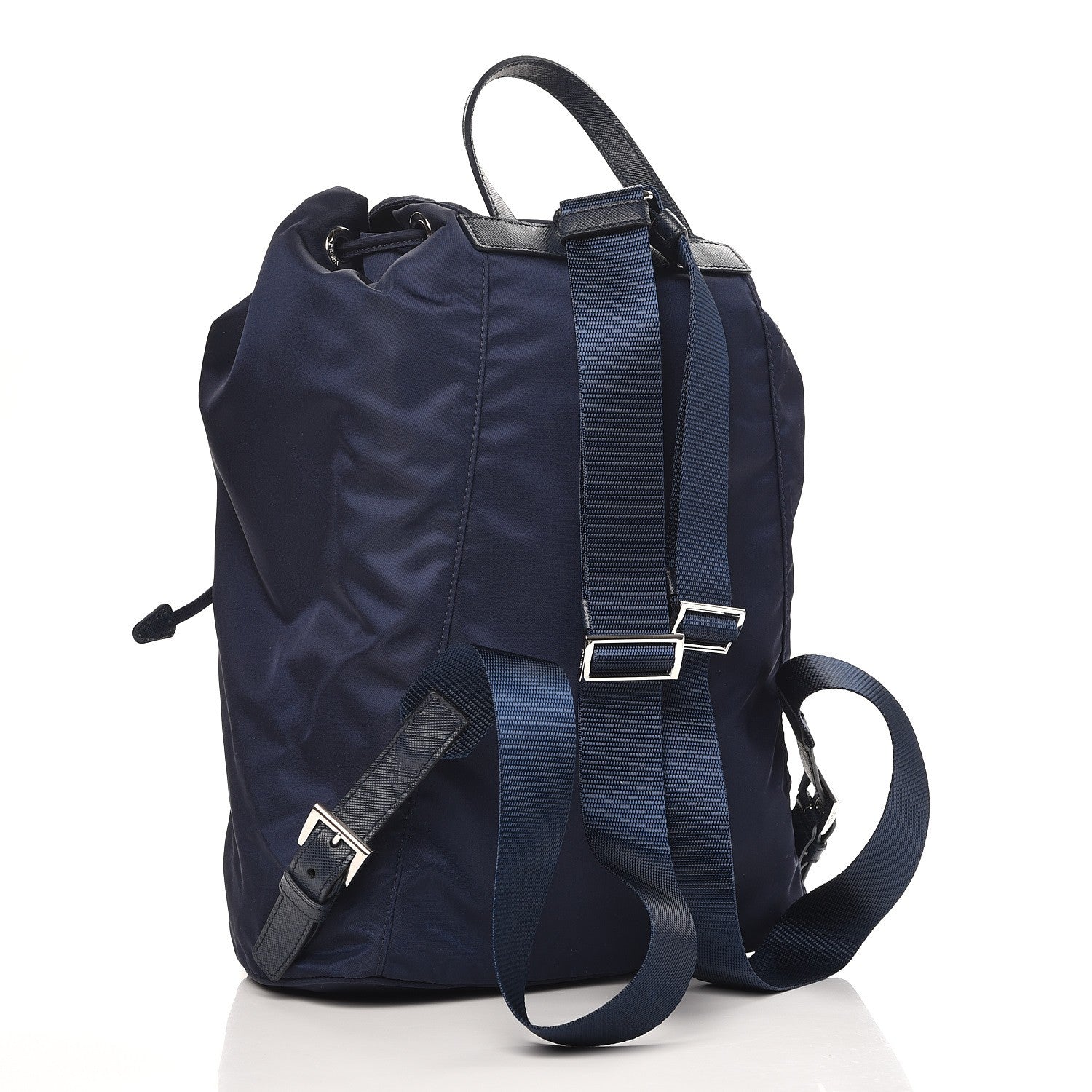 Prada Nylon Vela Saffiano Medium Cinch Backpack Baltico 3 of 7