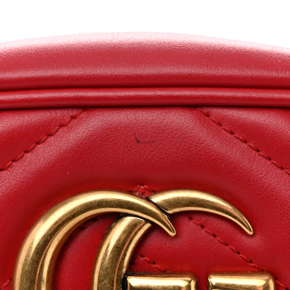 Gucci Calfskin Matelasse Small GG Marmont Chain Shoulder Bag Hibiscus Red 14 of 17