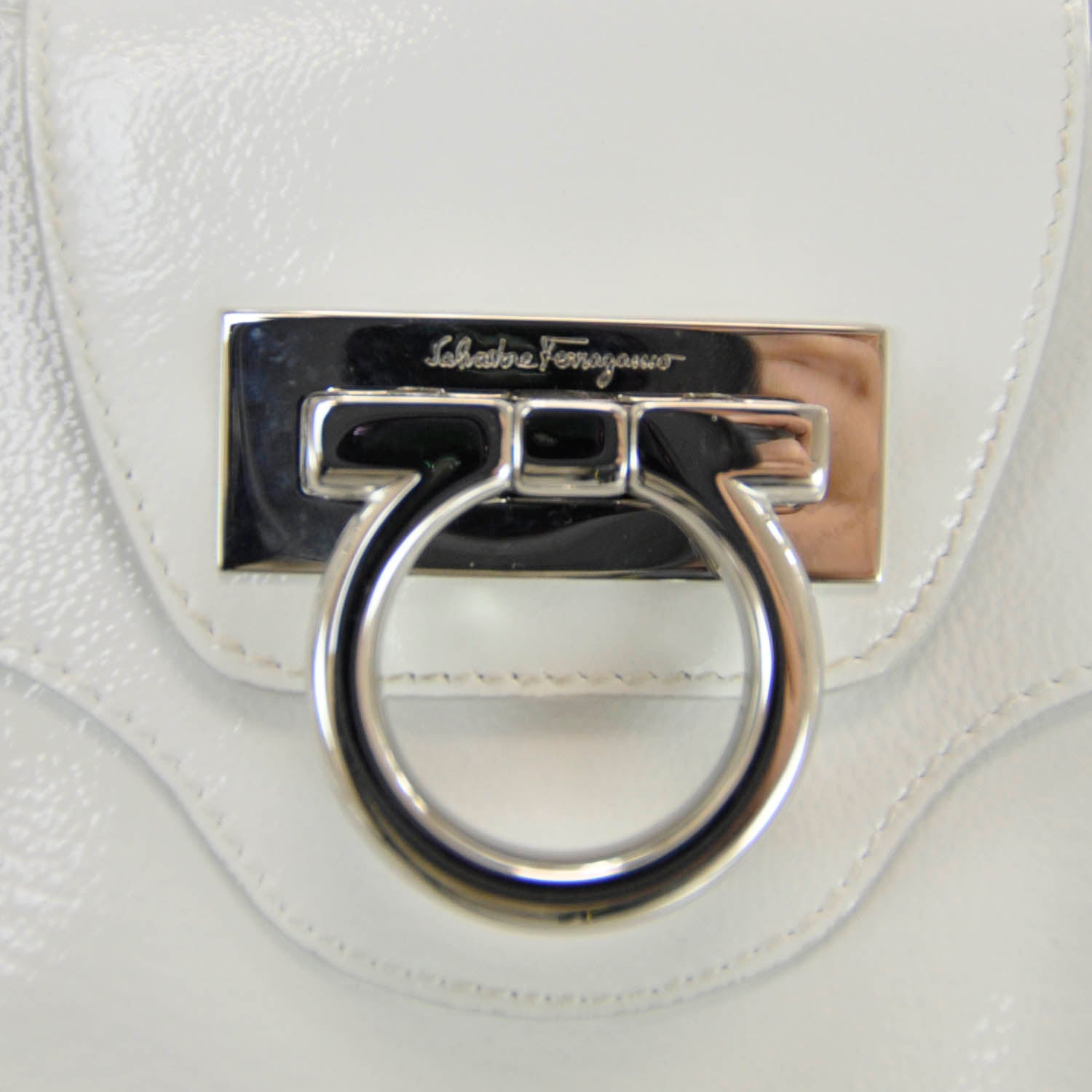 FASHIONPHILE SALVATOREFERRAGAMOPatentLeatherMarisaWhite 5 of 8