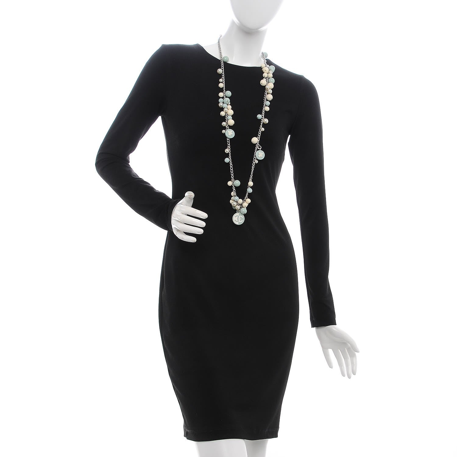 Chanel Resin Pearl CC Long Necklace Silver 2 of 5