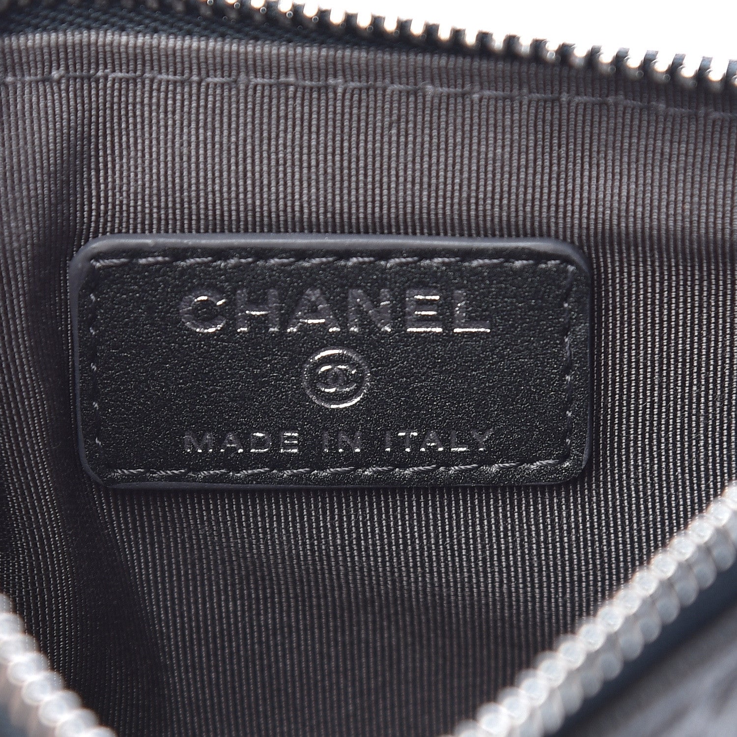 Chanel Goatskin Camellia Embossed Cosmetic Pouch Anthracite 6 of 8