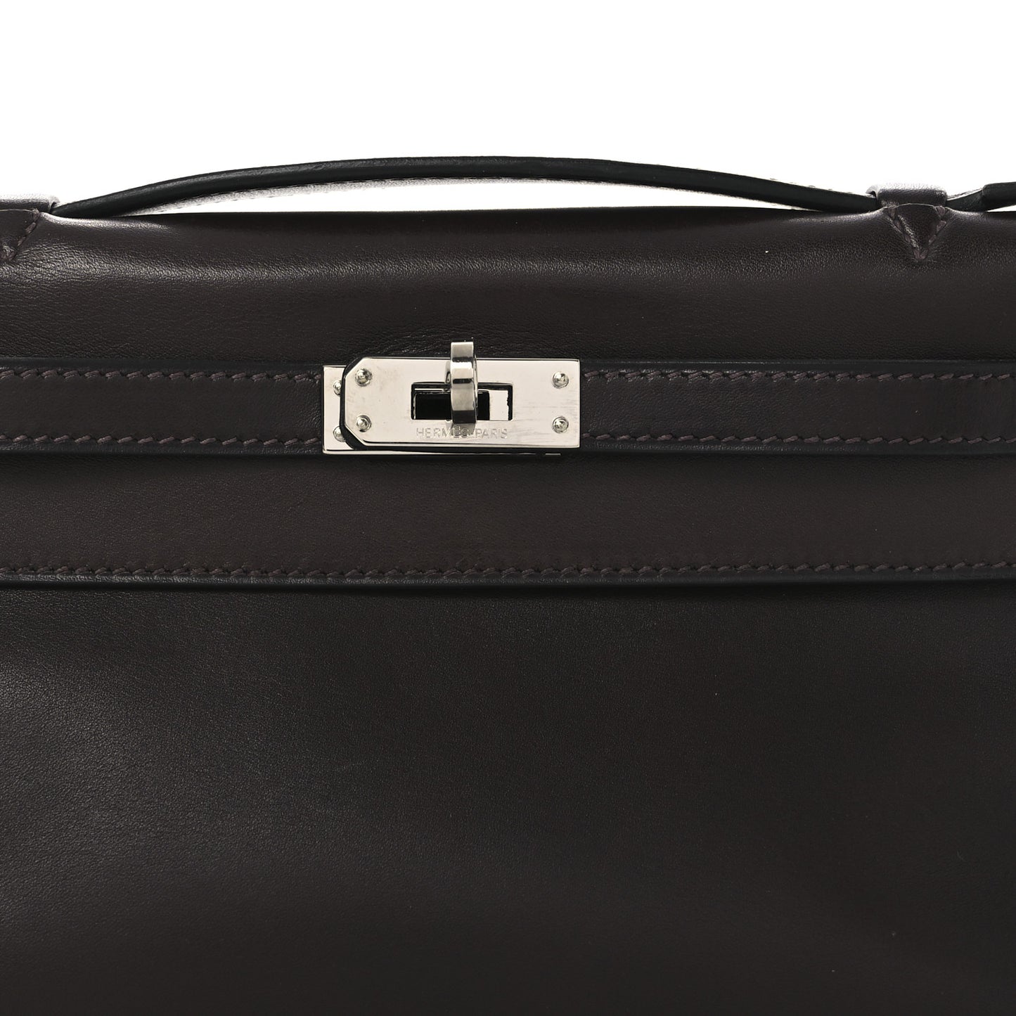Tadelakt Kelly Pochette Clutch Chocolate