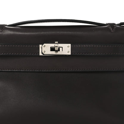 Hermes Tadelakt Kelly Pochette Clutch Chocolate 8 of 13