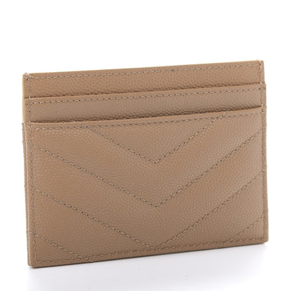 Saint Laurent Grain De Poudre Matelasse Chevron Monogram Credit Card Case Cork 3 of 9