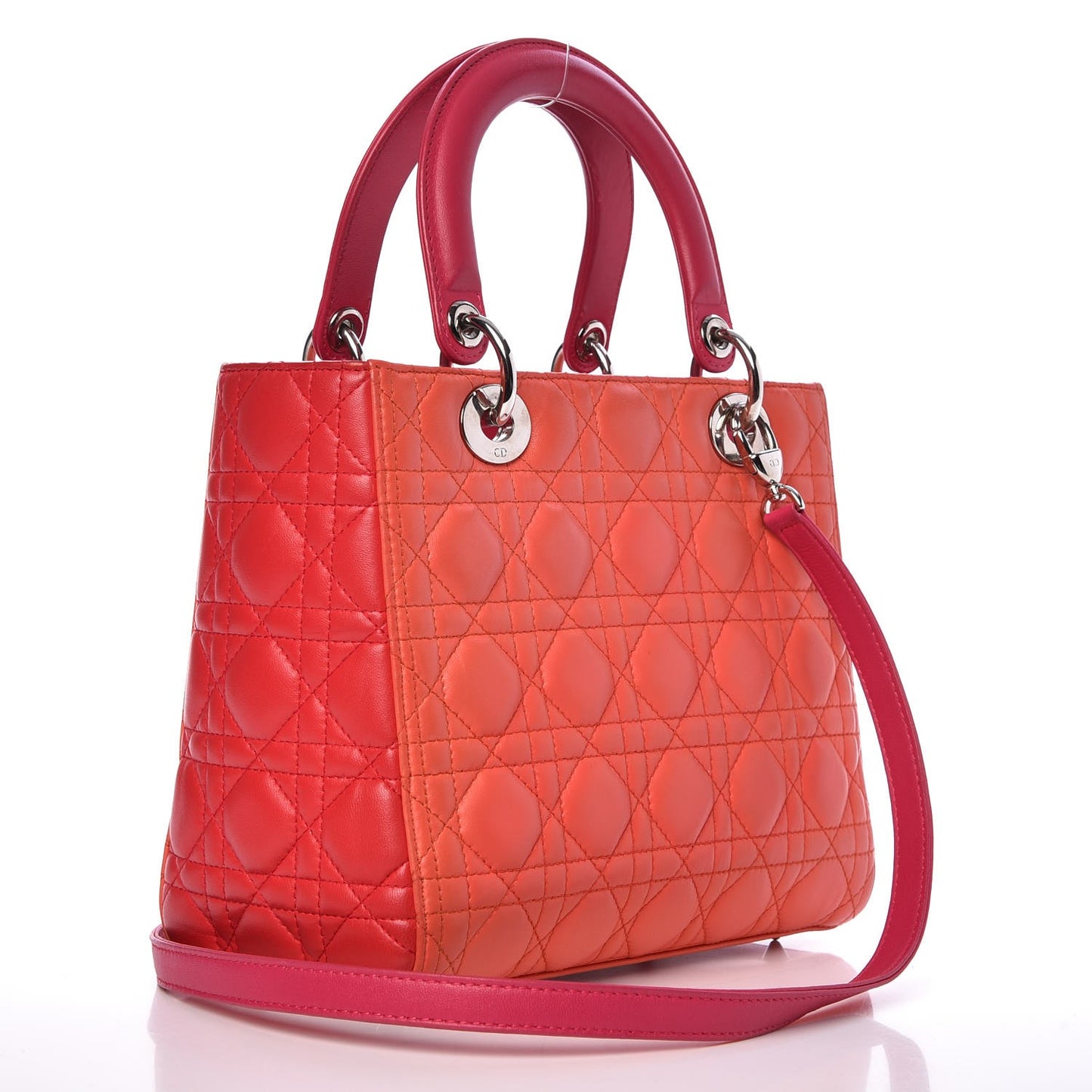 Lambskin Cannage Medium Tri-Color Lady Dior Pink