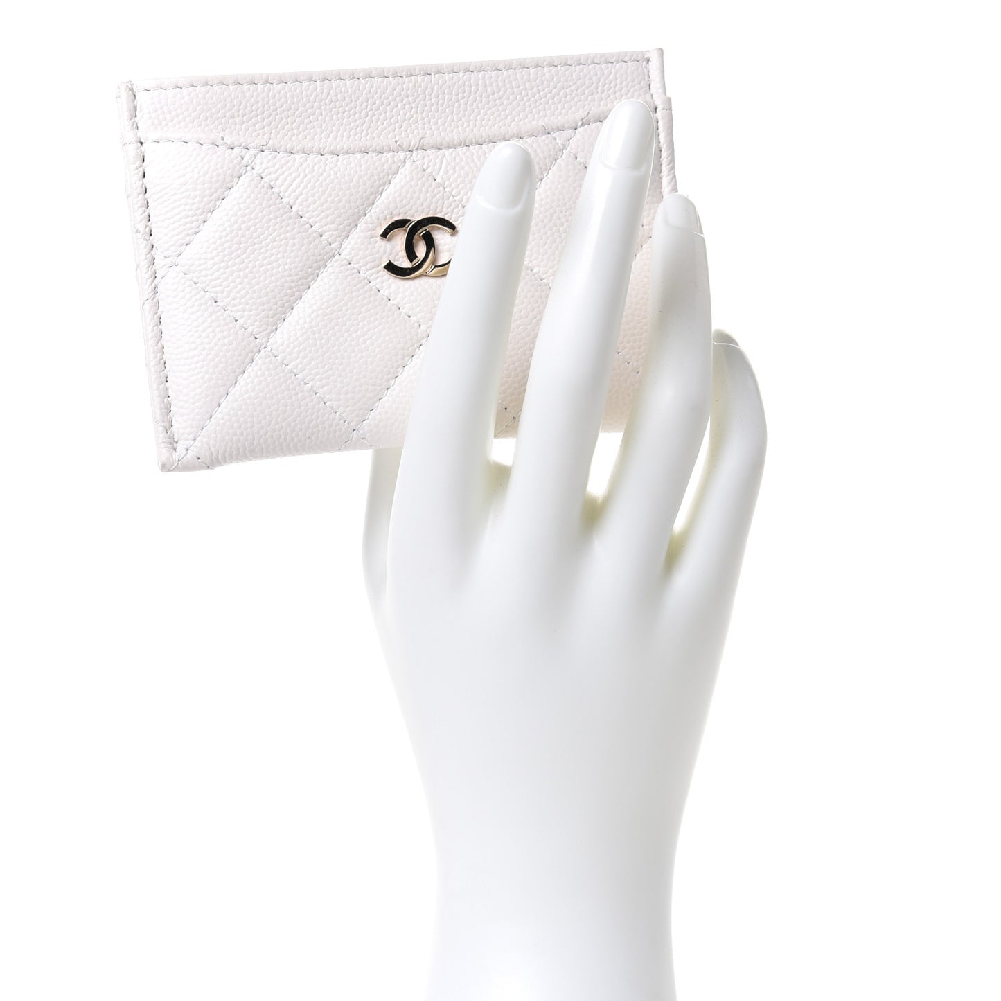 Caviar Quilted Card Holder White