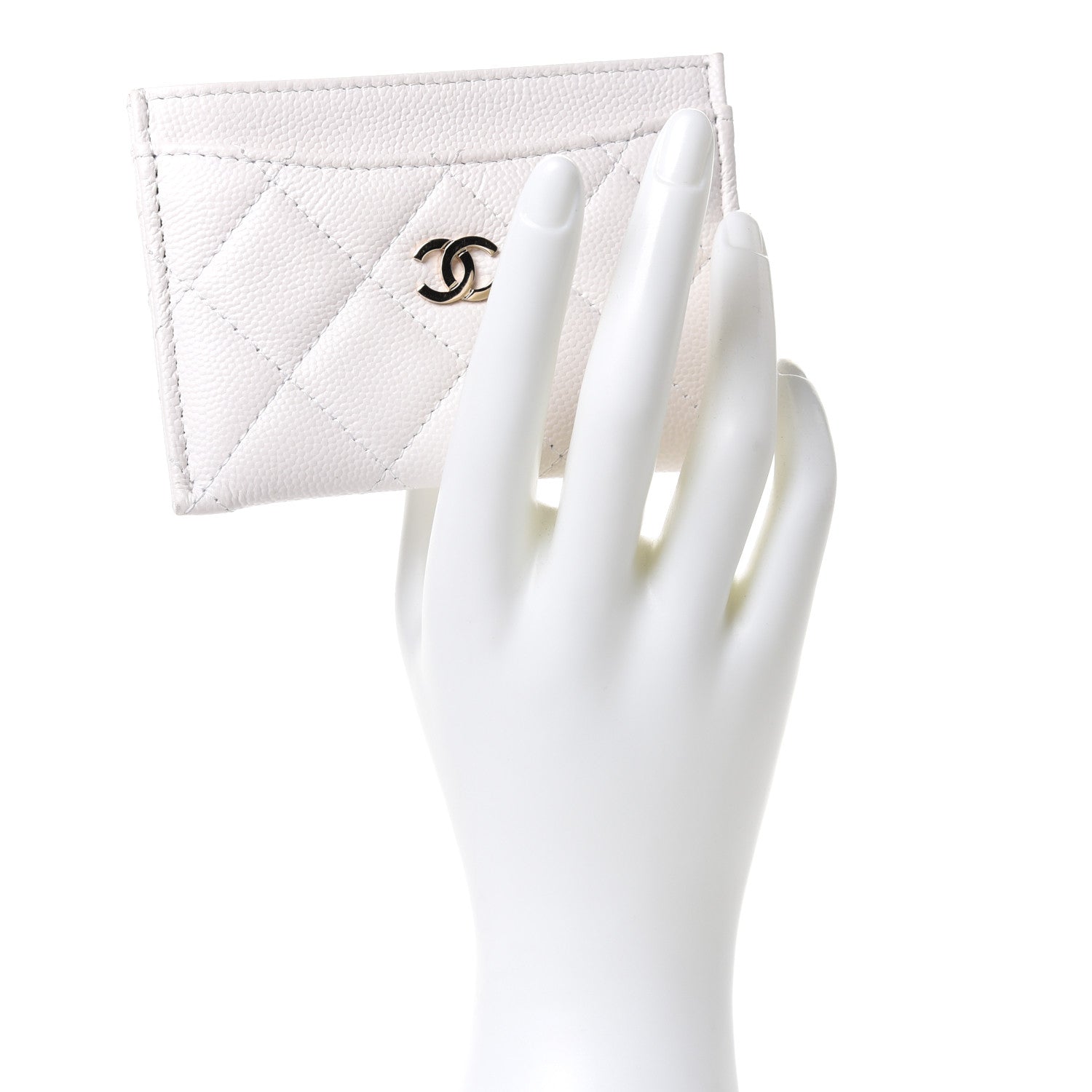 Chanel Caviar Quilted Card Holder White 2 of 9