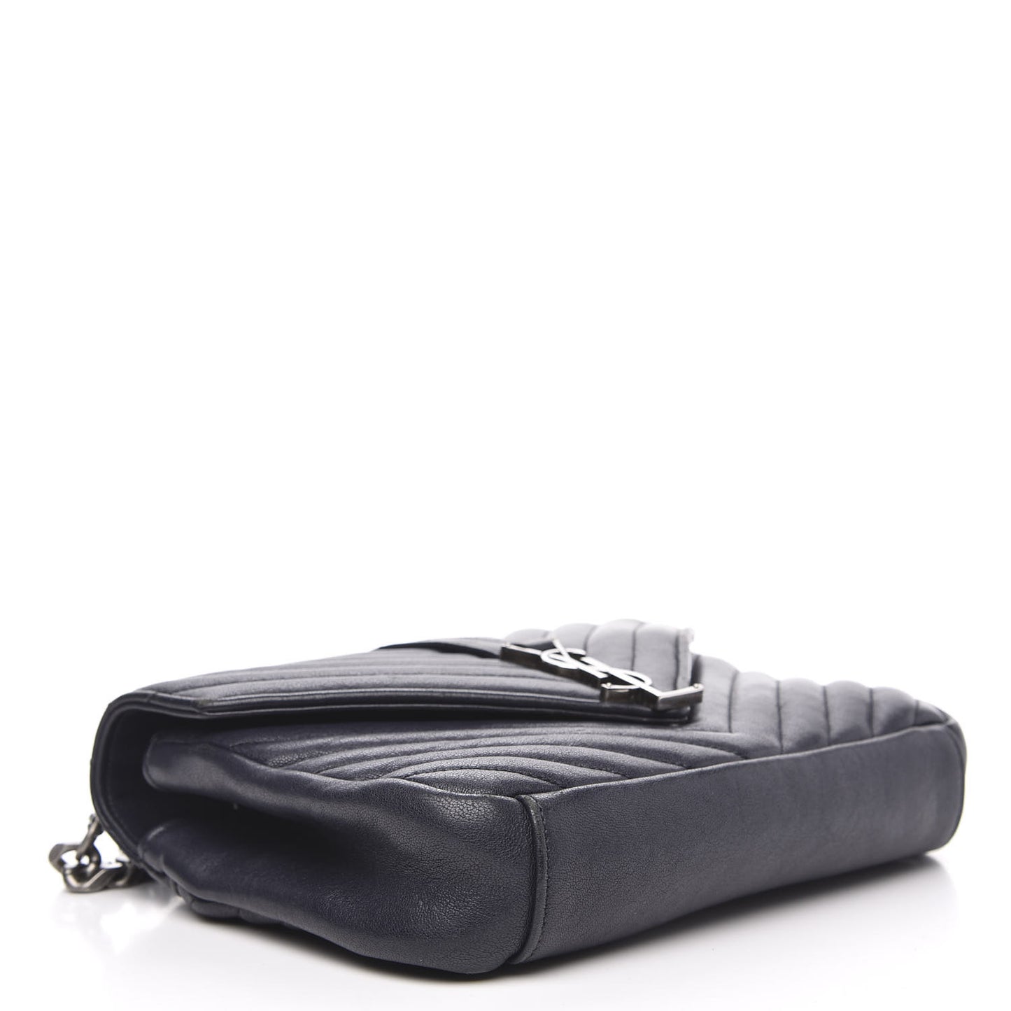 Sheepskin Matelasse Chevron Monogram Medium College Bag Deep Marine