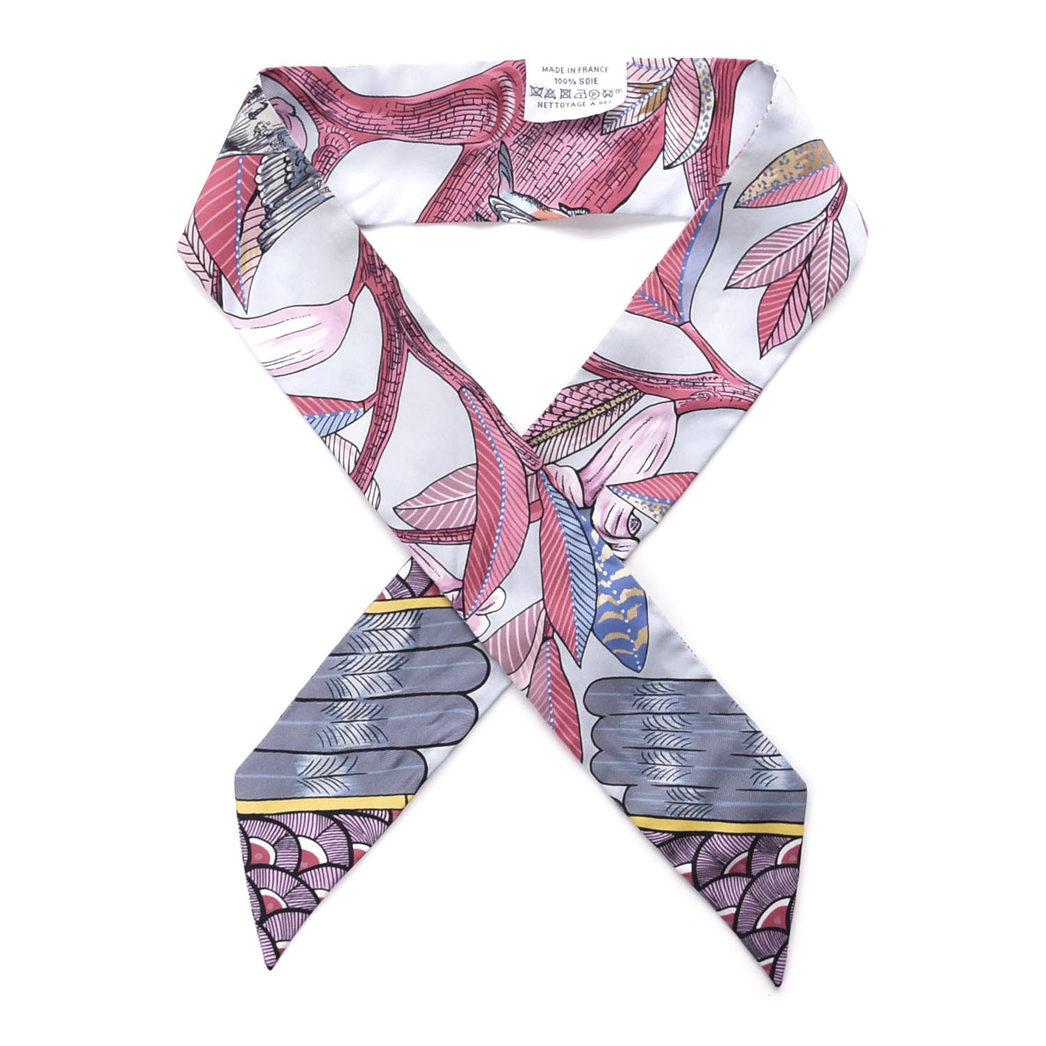 Hermes Silk Tree Of Song Twilly Bleu Pale Rose Blue Jean 1 of 3
