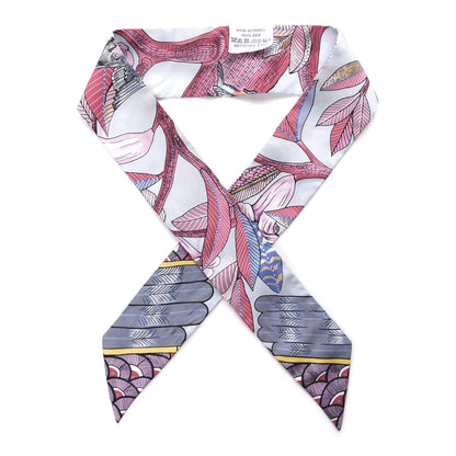 Hermes Silk Tree Of Song Twilly Bleu Pale Rose Blue Jean 1 of 3