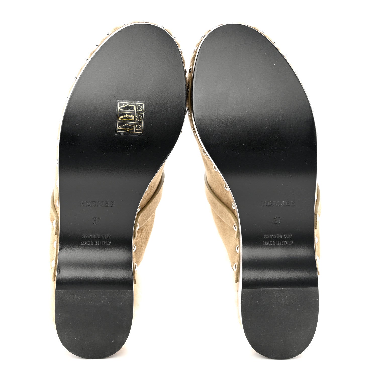 Hermes Suede Goatskin Woolskin Carlotta Mules 37 Beige Gobi 5 of 9