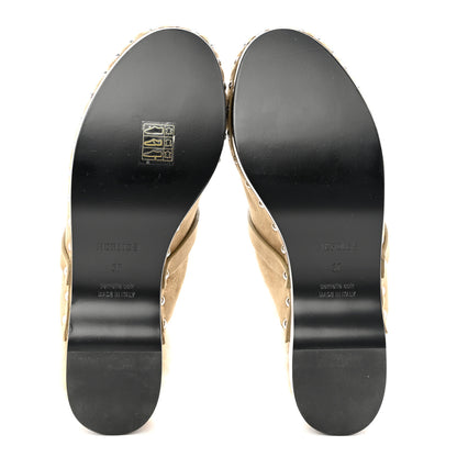 Hermes Suede Goatskin Woolskin Carlotta Mules 37 Beige Gobi 5 of 9