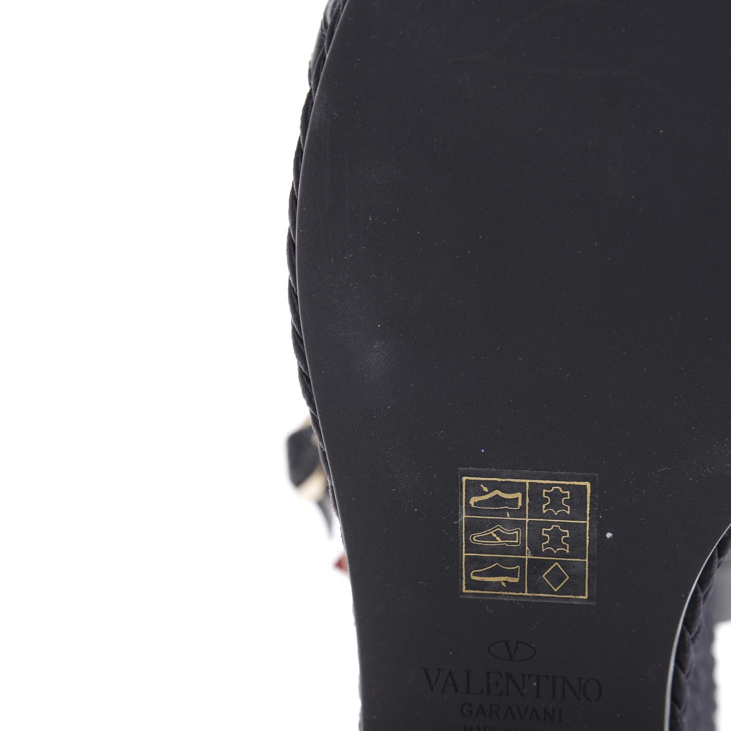 Valentino Garavani Calfskin Rockstud Ankle Strap Torchon Espadrille 25/95mm Wedge Sandals 40 Black 5 of 10
