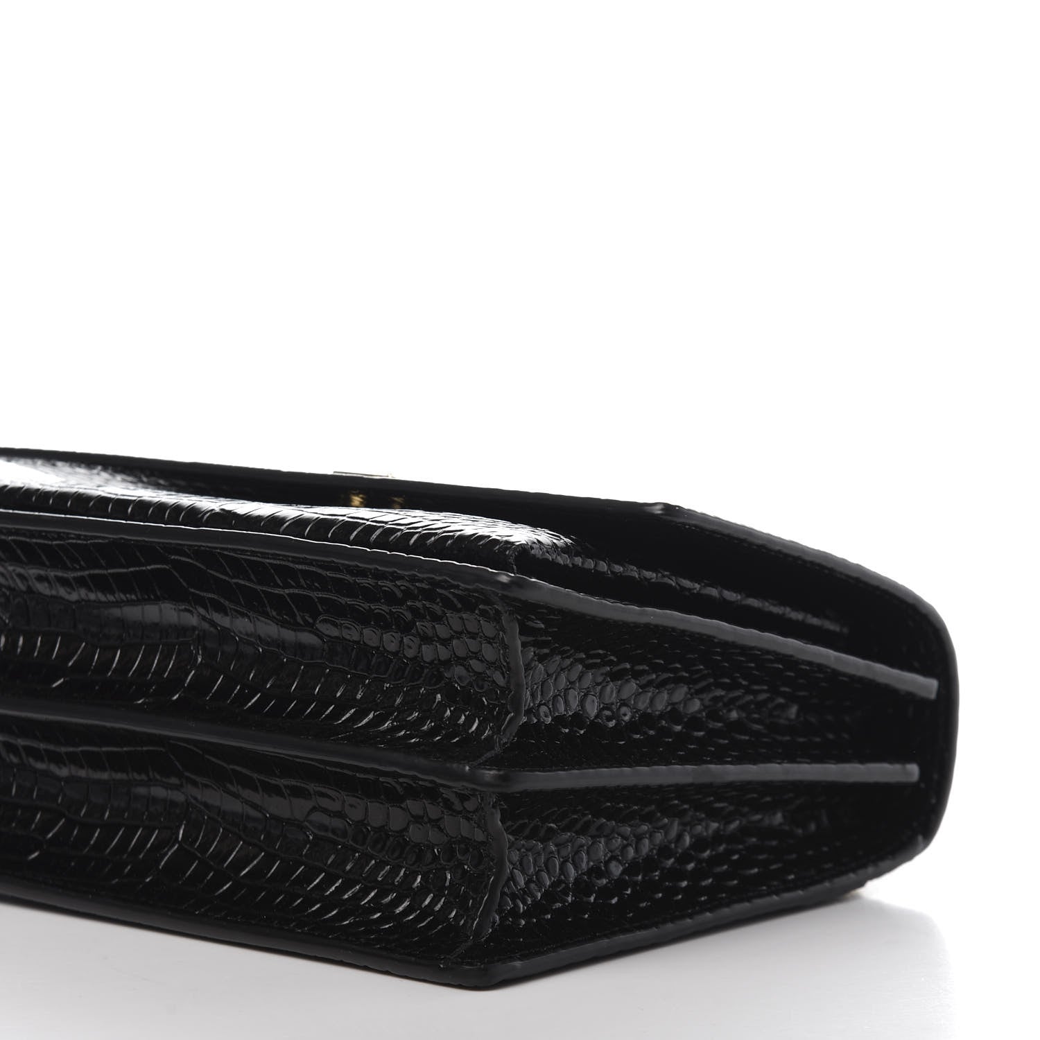 Saint Laurent Calfskin Crocodile Embossed Medium Monogram Sunset Black 8 of 14