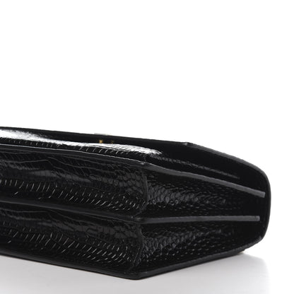Saint Laurent Calfskin Crocodile Embossed Medium Monogram Sunset Black 8 of 14