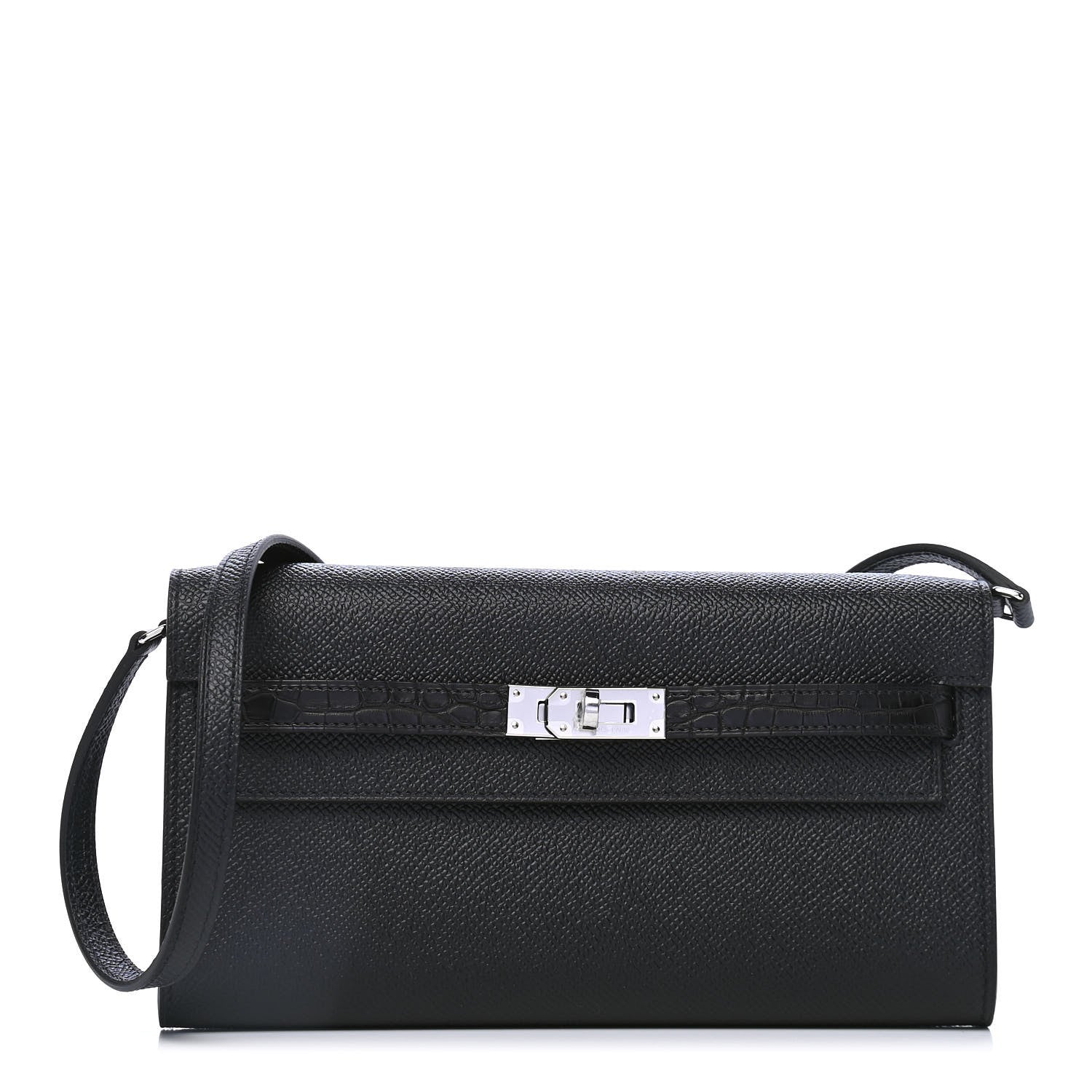 Hermes Epsom Matte Alligator Touch Kelly Wallet To Go Black 1 of 4