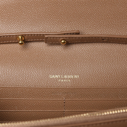 Saint Laurent Grain De Poudre Mixed Matelasse Triquilt Monogram Chain Wallet Dune 8 of 10