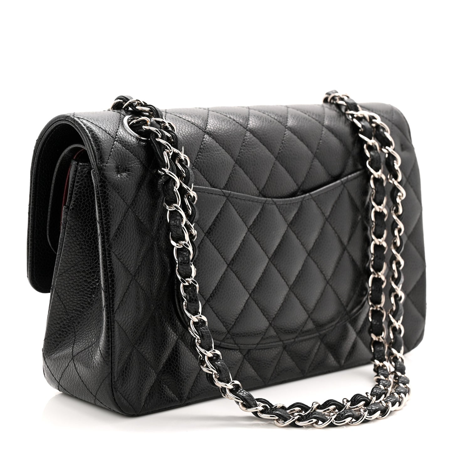 Caviar Quilted Medium Double Flap Black