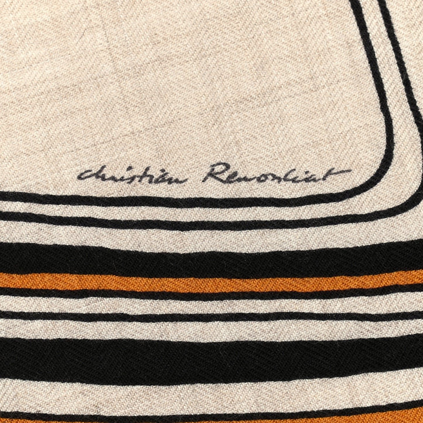Cashmere Silk Pegase Paysage Shawl 140 Naturel Caramel Black