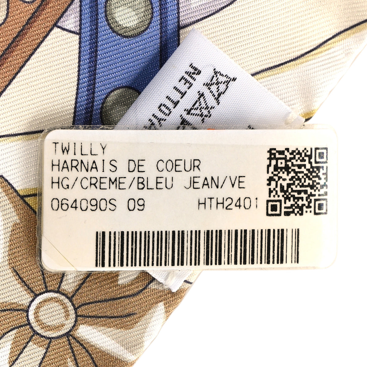 Hermes Silk Harnais De Coeur Twilly Creme Bleu Jean Vert Amande 3 of 4