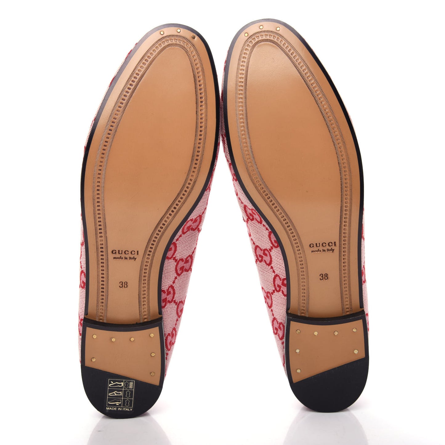 Canvas GG Monogram Horsebit Womens Jordaan Loafers 38 Gardenia Hibiscus Red