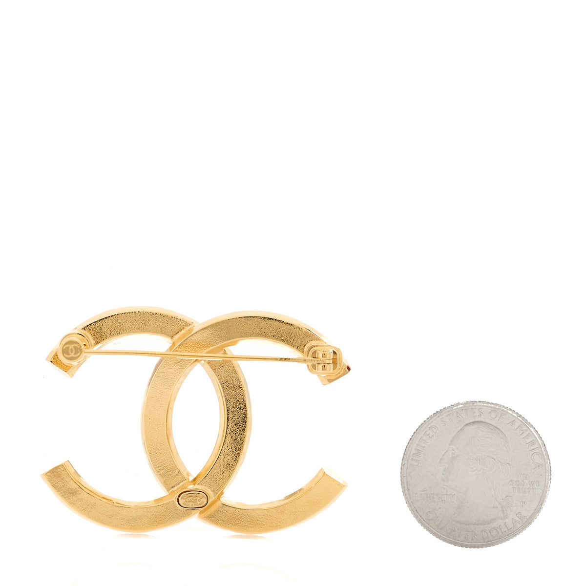 Baguette Crystal CC Brooch Black Gold