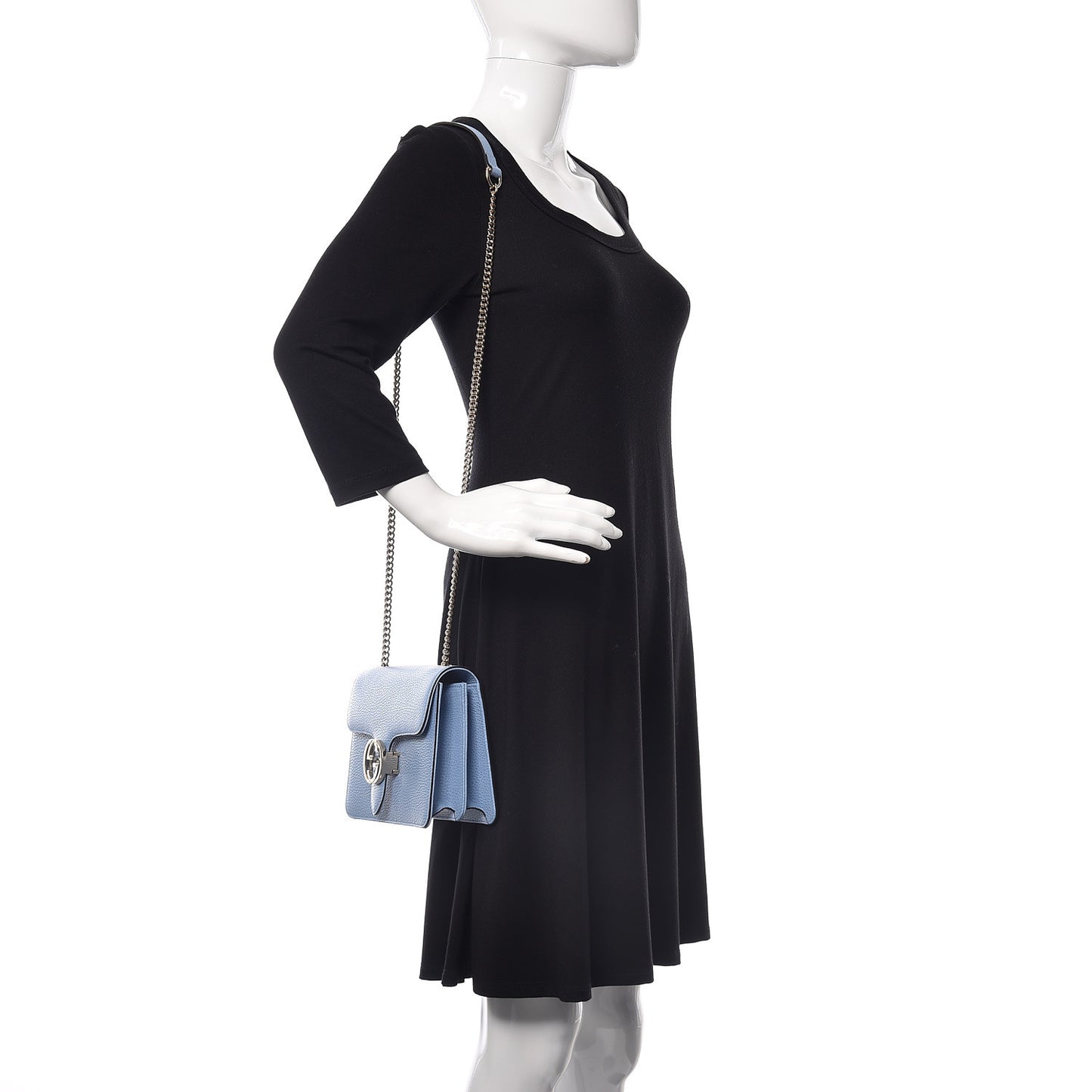 Dollar Calfskin Small Interlocking G Shoulder Bag Mineral Blue