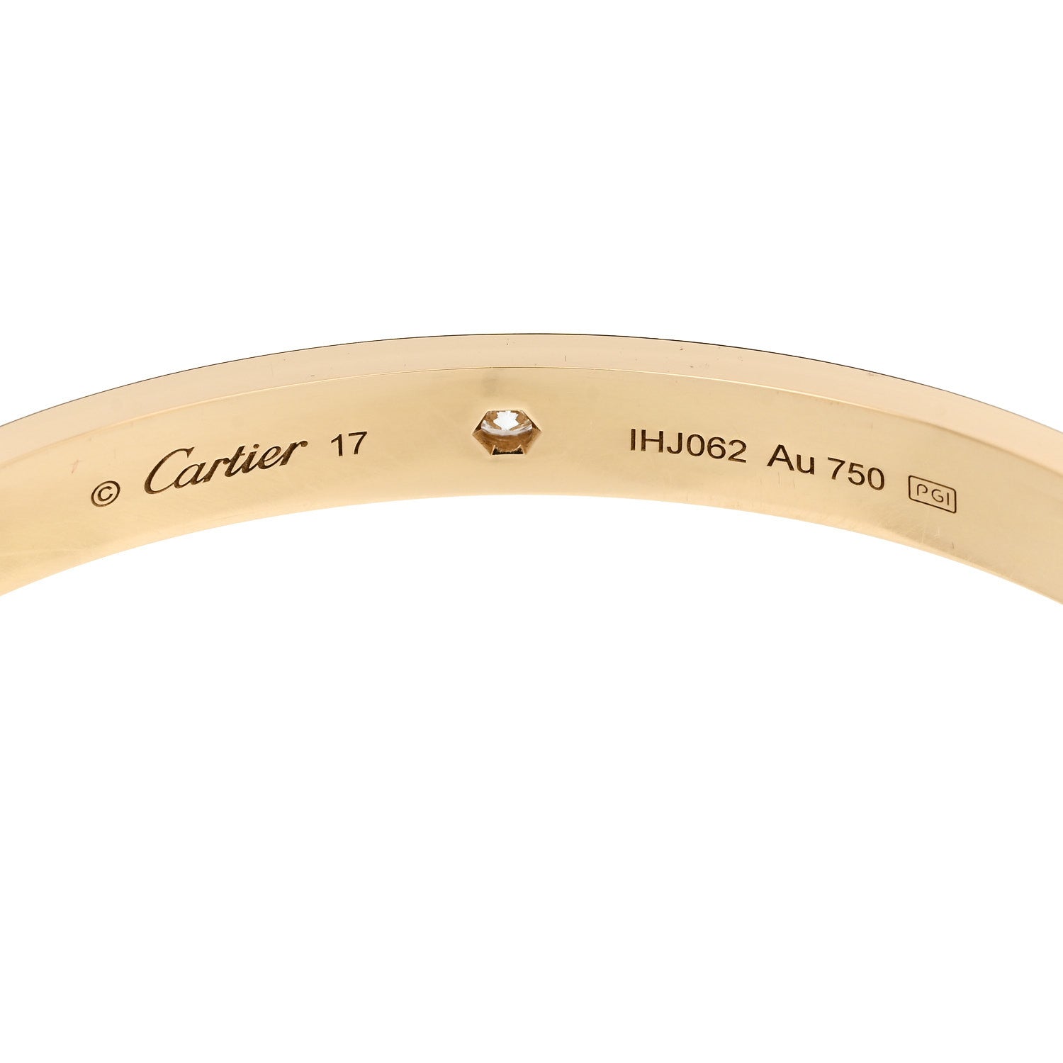 Cartier 18K Yellow Gold 1 Diamond LOVE Cuff Bracelet 17 3 of 4