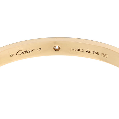Cartier 18K Yellow Gold 1 Diamond LOVE Cuff Bracelet 17 3 of 4