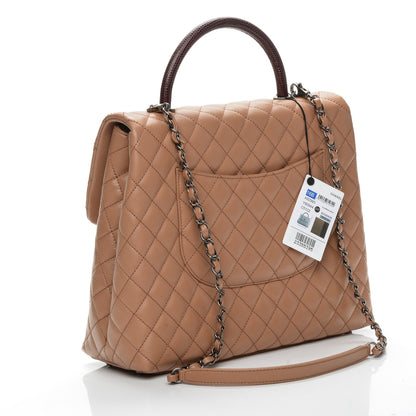 Chanel Caviar Lizard Quilted Large Coco Handle Flap Beige 3 of 7