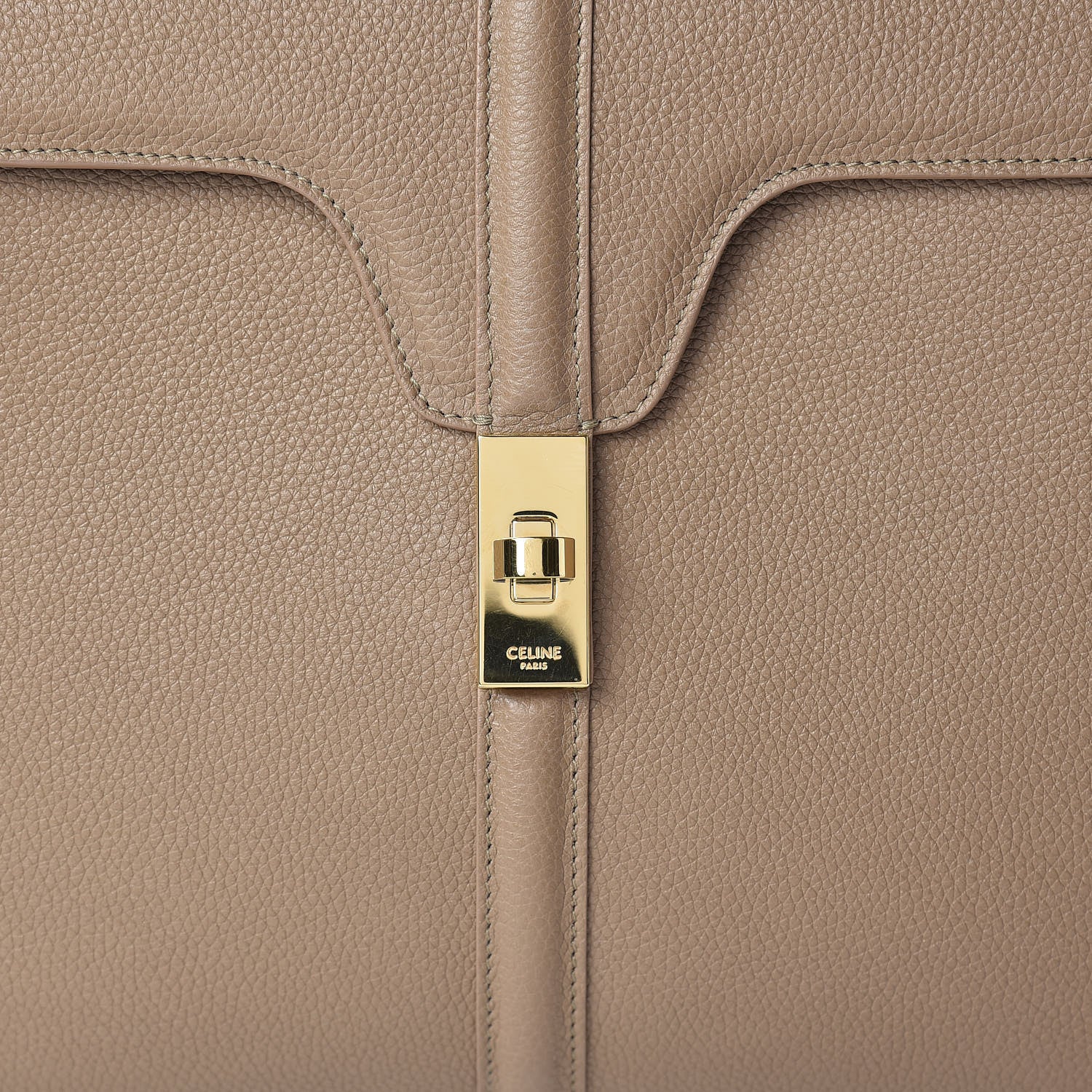 Celine Grained Calfskin Classique 16 Top Handle Bag Beige 9 of 16