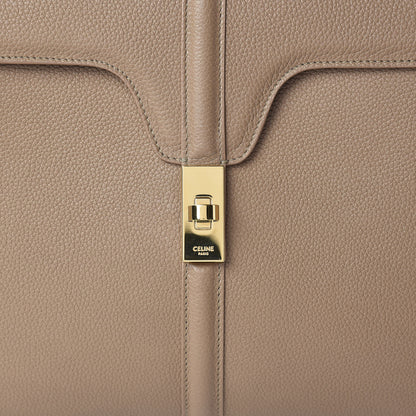 Celine Grained Calfskin Classique 16 Top Handle Bag Beige 9 of 16