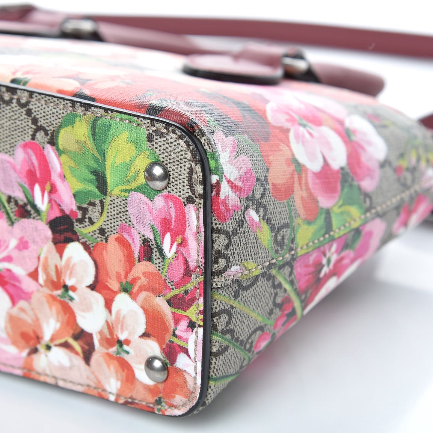 GG Supreme Monogram Blooms Mini Zip Top Tote Beige Multicolor Dry Rose