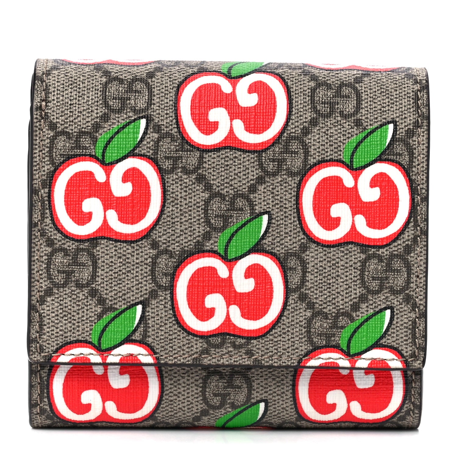 Gucci GG Supreme Apple French Wallet Beige Multicolor Lobster Red 1 of 12