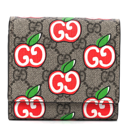 Gucci GG Supreme Apple French Wallet Beige Multicolor Lobster Red 1 of 12