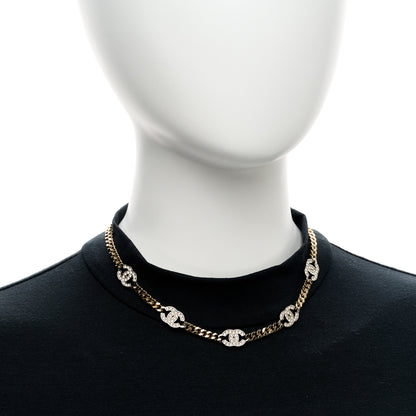 Chanel Crystal Chain CC Link Choker Gold Silver 2 of 6