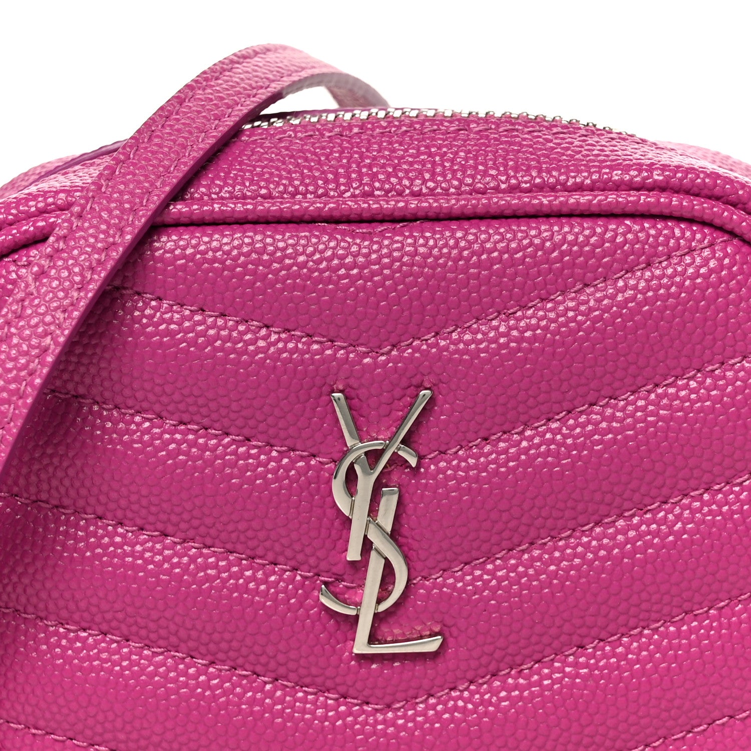 Saint Laurent Grain De Poudre Matelasse Monogram Baby Lou Camera Bag Electric Fuxia 8 of 11