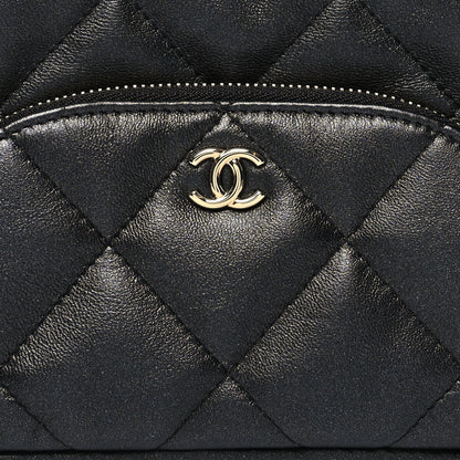 Chanel Iridescent Lambskin Quilted Double Zip Pouch Black 9 of 11