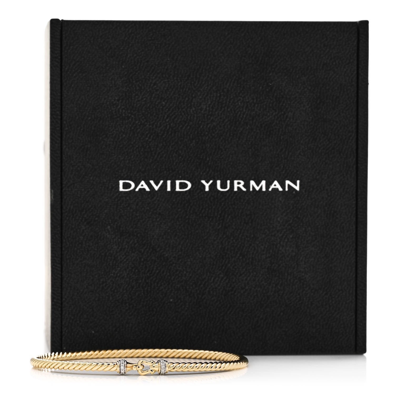 David Yurman 18K Yellow Gold Diamond 2.6mm Cable Collectibles Buckle Bracelet 4 of 4